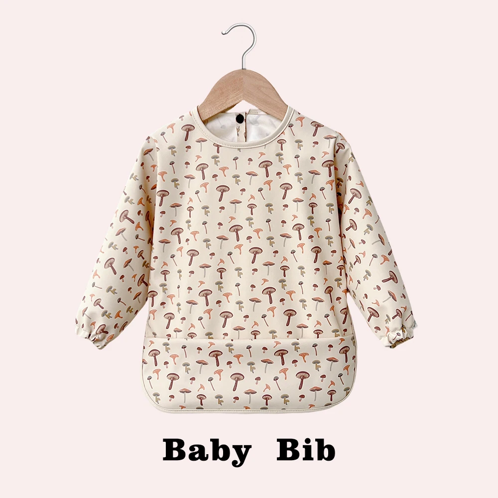 hot selling low price lovely waterproof PU feeding bibs baby full cover long sleeve overalls