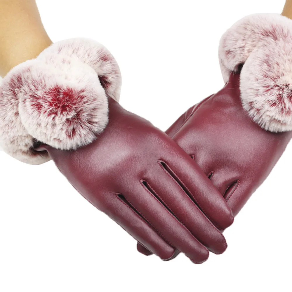 QY autumn and winter warm gloves new arrival ladies leather