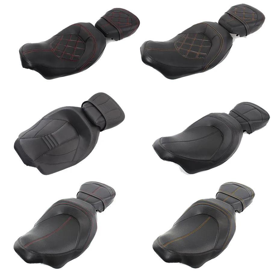 Motorcycle Front Rear Driver Passenger Wide Solo Seat For Harley Touring CVO Street Glide Road King Special Classic 2009-2021