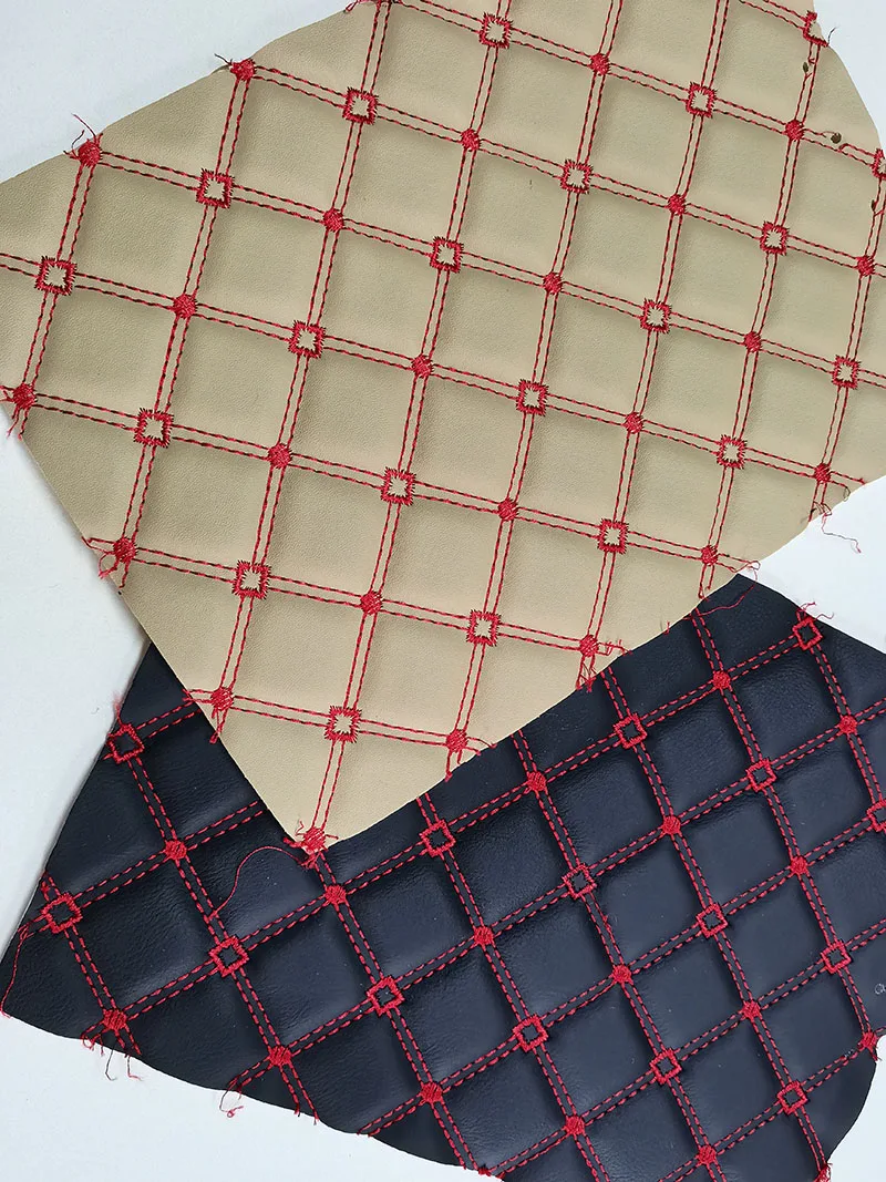 Hot sales Embroidered Automotive Leather Embroidery Quilted leather for car mat and car seat cover and car floor upholstetry