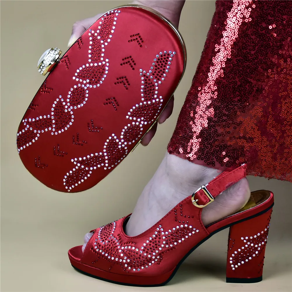 Fashionable Lady italian shoes matching bag set beautiful women shoes with bags ES89