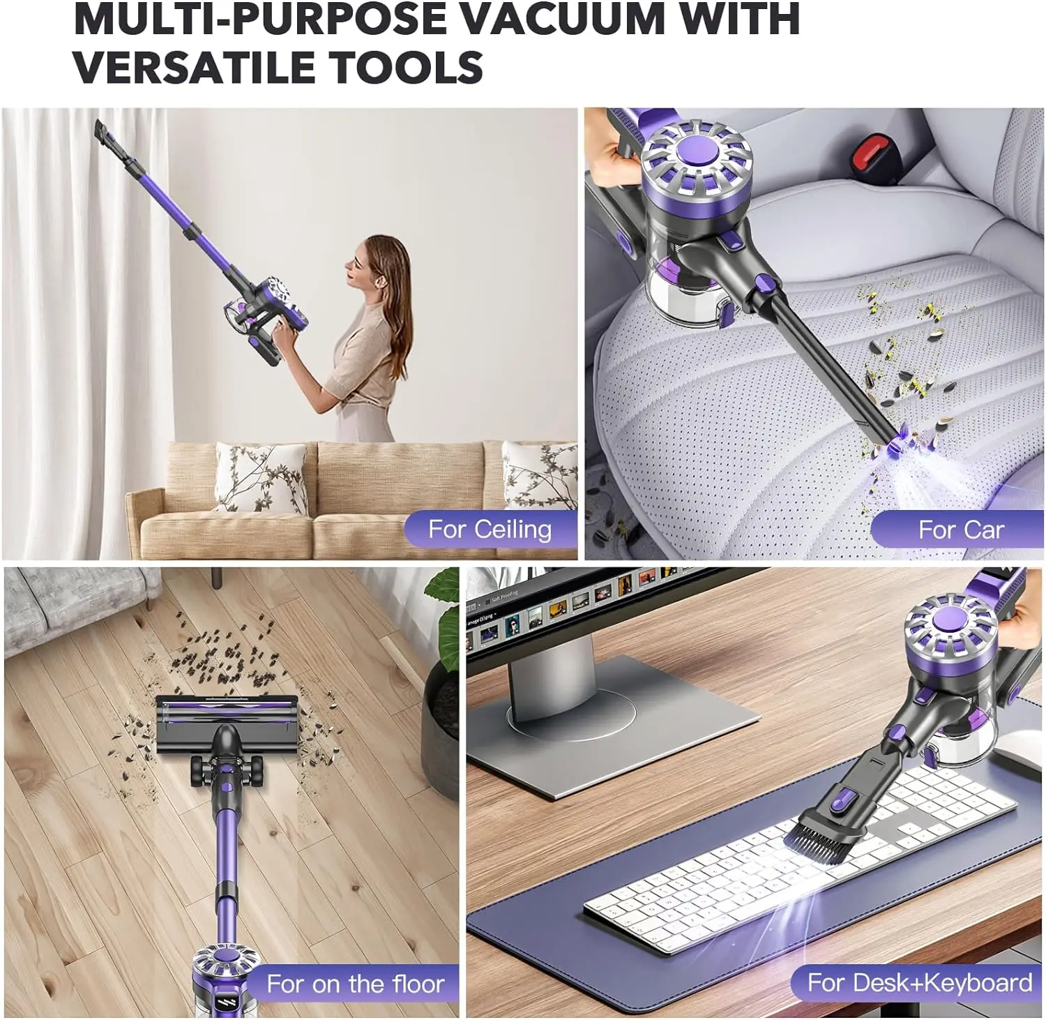 Strong Suction Domestic Handheld Stick Bagless Cordless Carpet Vacuum Cleaner with Motorized Brush