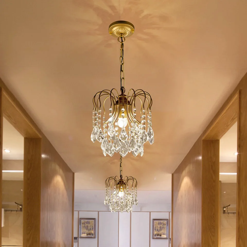 Modern LED Crystal Chandeliers Gold Iron Lamp Indoor Lighting Home Decoration Living Room Hotel Restaurant Coffee