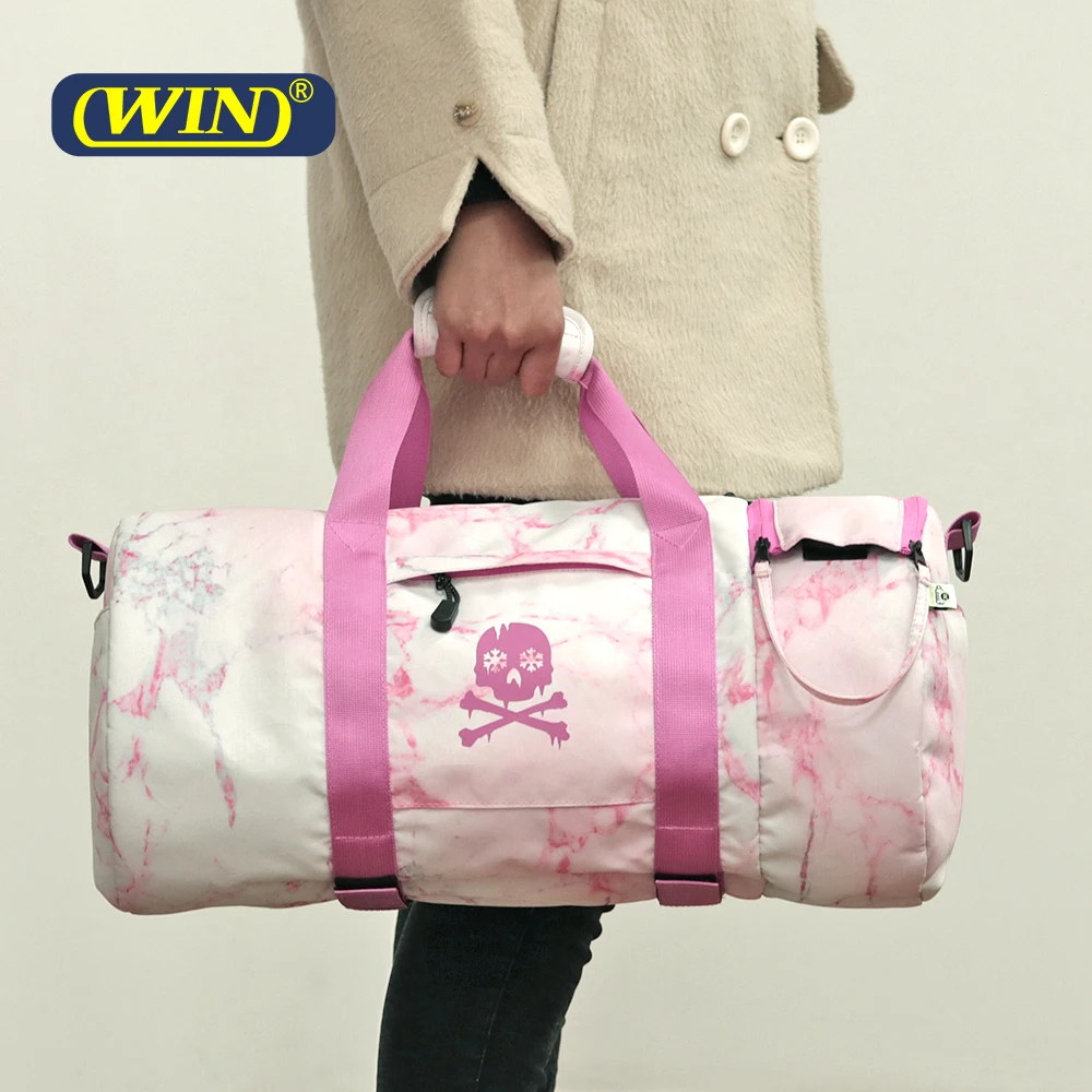 Custom Logo Large Capacity Sport Gym Women Pink Duffle Bag With Shoe Compartment