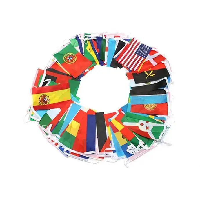 Polyester Portugal National World Pennant Small Rectangle Flags String Banners Decorations For Party Events Sports Celebration
