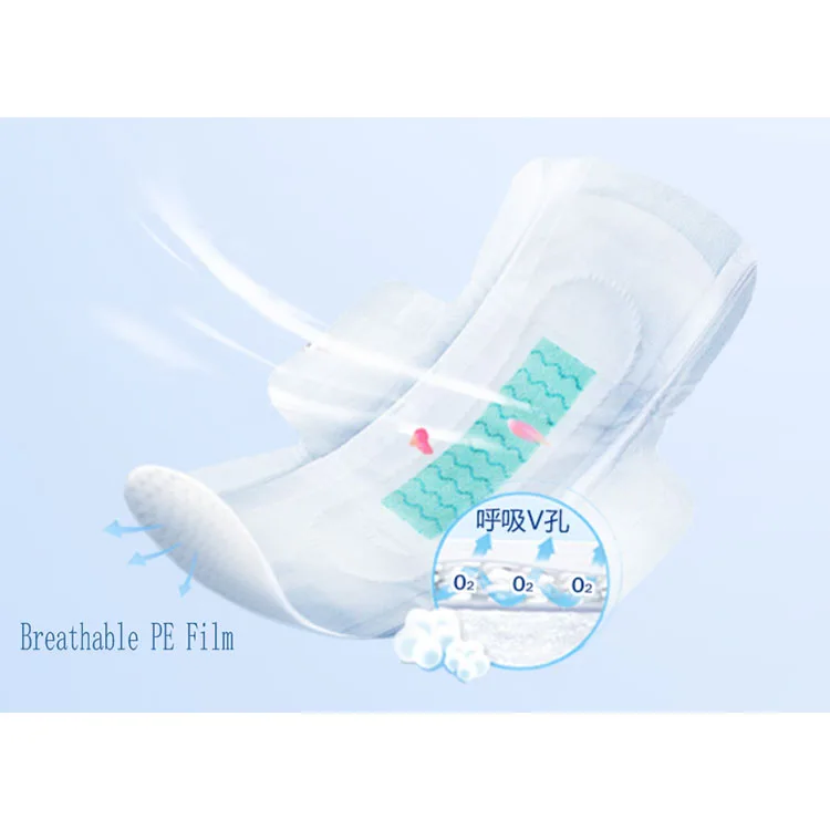 High Quality Organic Cotton Women Menstrual Period Pads with negative anion chip