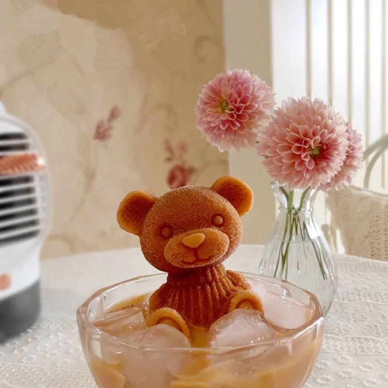  Bear ice mold silicone three dimensional lattice box milk tea sculpture chocolate creative