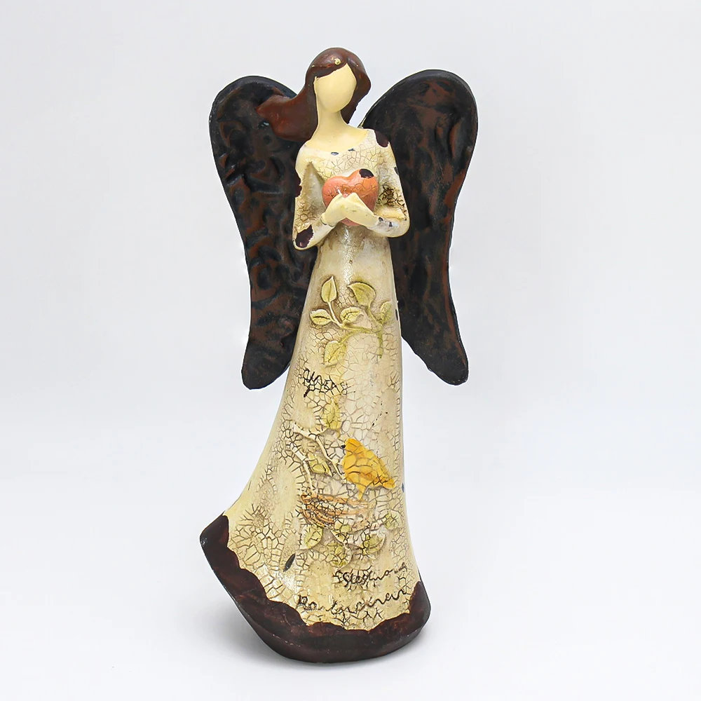 wholesale Resin Spring Angel Figurines Carved Angel Collectibles Garden Art Angel Sculpture Indoor for home decor