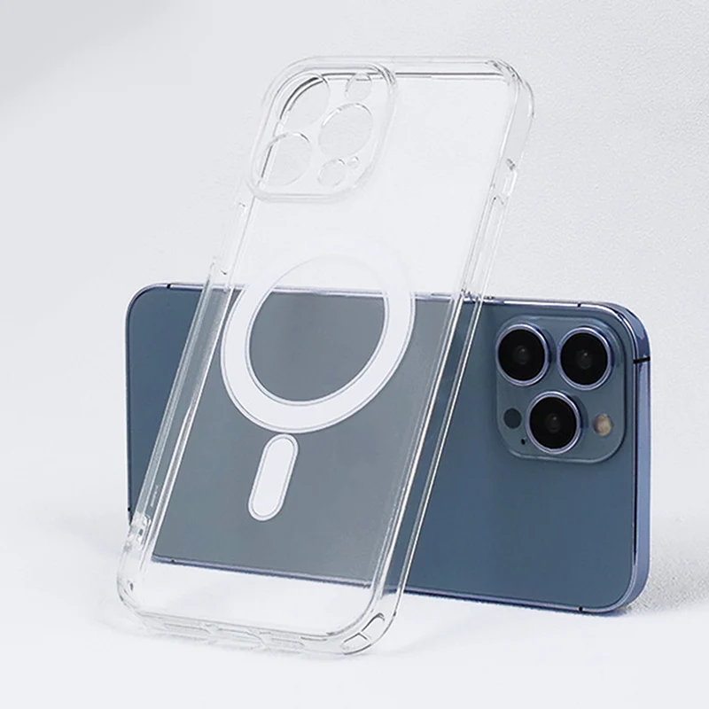 Transparent Wireless Charging Phone Case TPC PC Clear Magnetic Phone Case for iPhone 14 14 pro Mobile Phone Case Back Cover