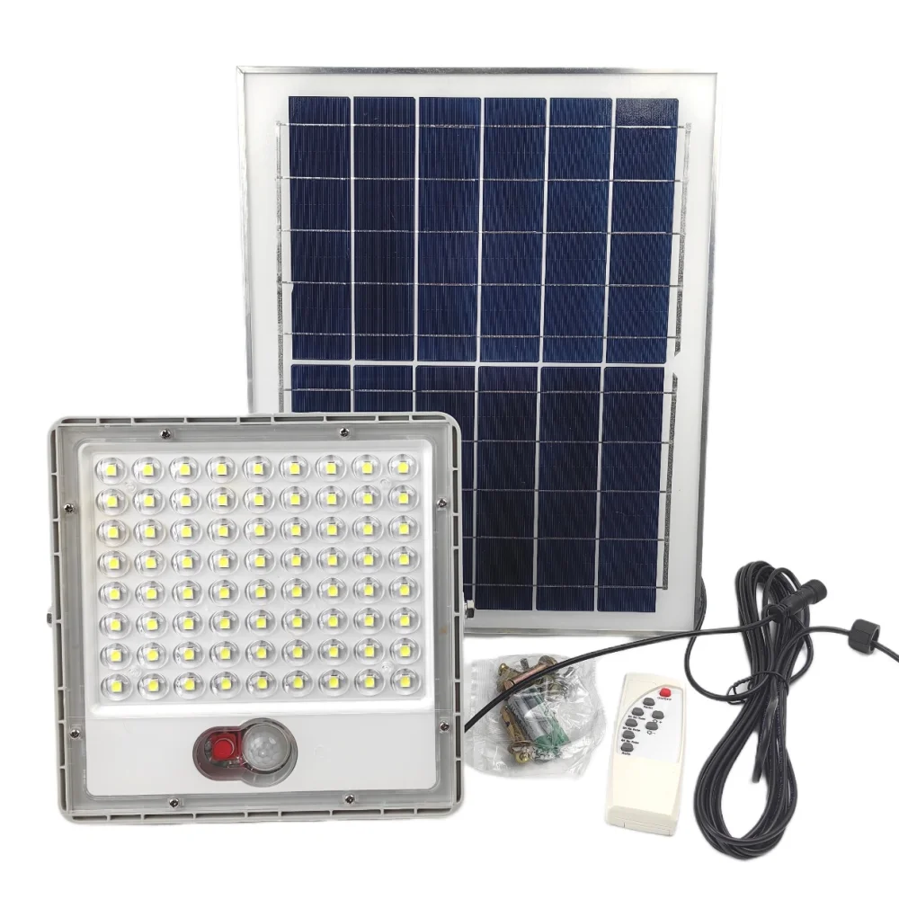 Omsen Hot Selling Aluminum Solar Light Flood Lamparas Projecteur Solaire 100W 200W 300W With Motion Sensor