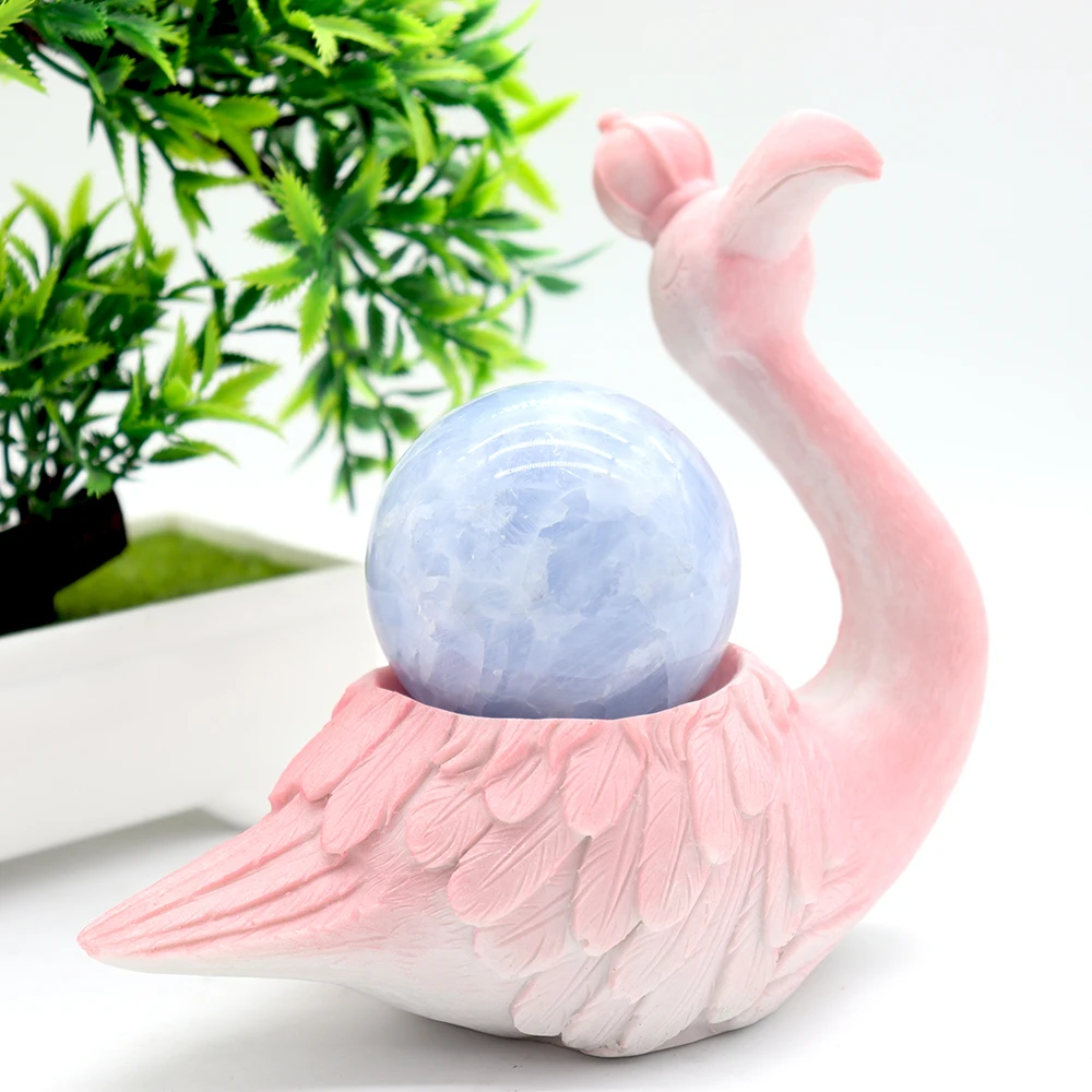 Pink Resin Cute Flamingo Base Lighted Display Stand for Crystal Ball Sphere