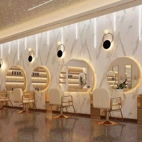 More Design Large Full Length Gold Styling Barber Salon Furniture Wall Mounted Hairdressing Makeup Led Beauty Salon Mirror