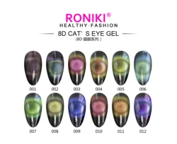 RONIKI factory private label new style chameleon color changing galaxy uv nail art gel kit set magnetic 9D cat eye gel polish