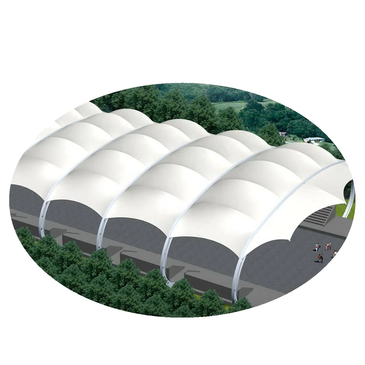 Архитектурная мембрана PVDF для натяжения ткани/архитектурная мембрана для натяжения теней, ПВХ, ПВДФ, ПТФЭ