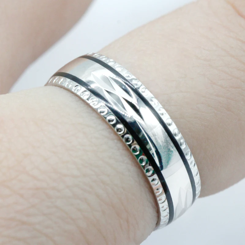 Wholesale 925 Sterling Silver  Wedding Ring Elegant Style Couple Round Jewelry Lover Ring