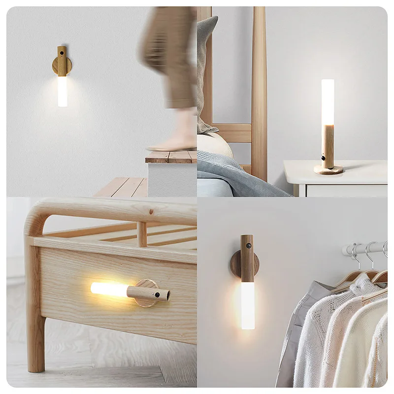 Rechargeable LED Wall Light Portable Wall Lamp Motion Sensor Stick On the Wall Night Light Warm LED Lamp