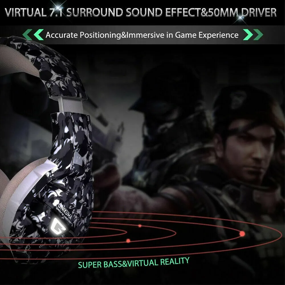 Dropshipping Onikuma Hot Selling k5 Army Camouflage Bass Surround Sound Gaming Headset