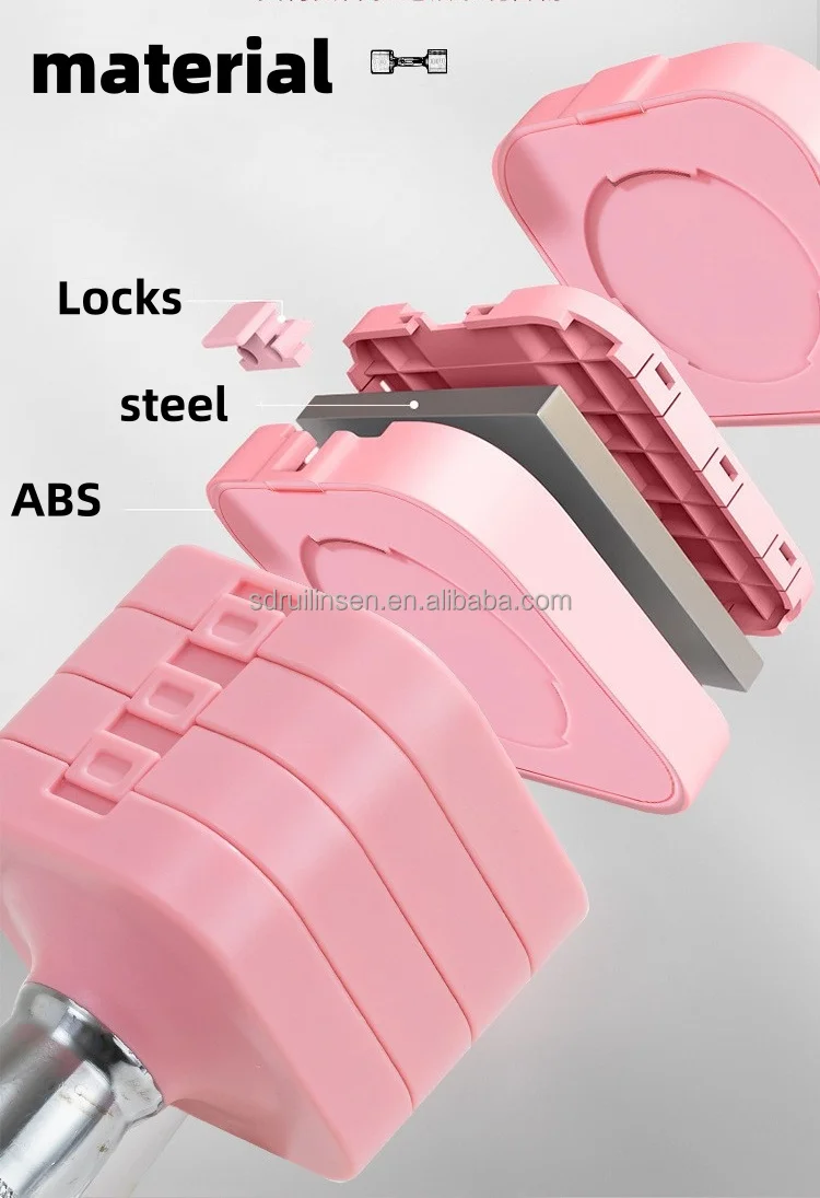 Free Weights 1 Pair 10kg Adjustable Lifting Adjustable Women Bodybuilding Fitness Smart Pink Dumbbell Sets