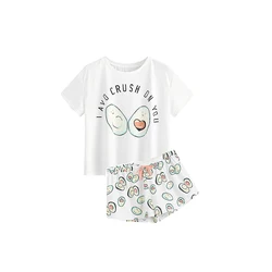 Оптовая продажа 2020, горячая Распродажа, новые женские пижамы с коротким рукавом, Пижамный костюм, одежда для сна, женские комплекты с фруктами авокадо