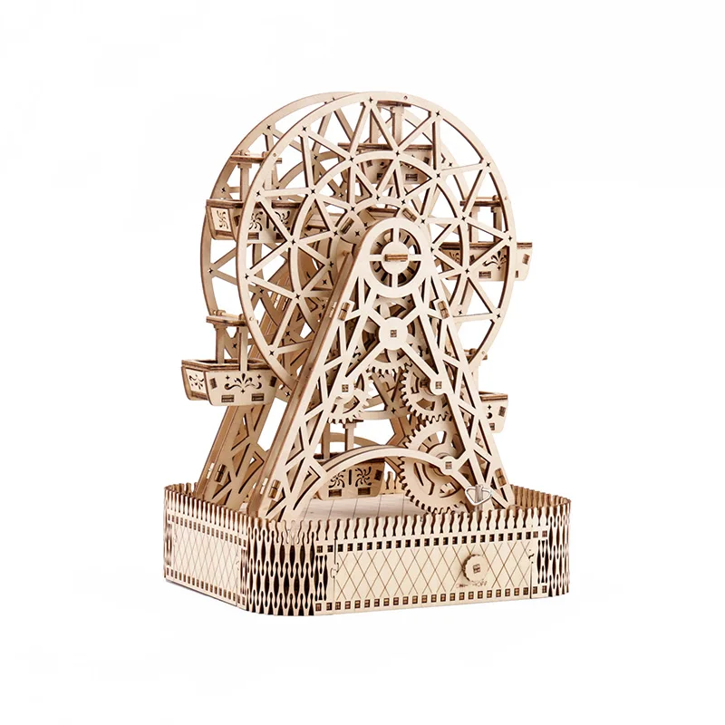 customized jigsaw puzzles high quality 3d puzzle cheap and new cube block 3d Music spins ferris wheel for kids game