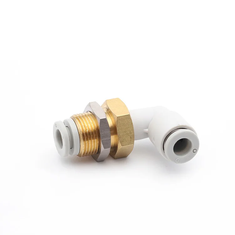 
KQ2LE series pneumatic connector bulkhead connector baffle elbow for external thread 