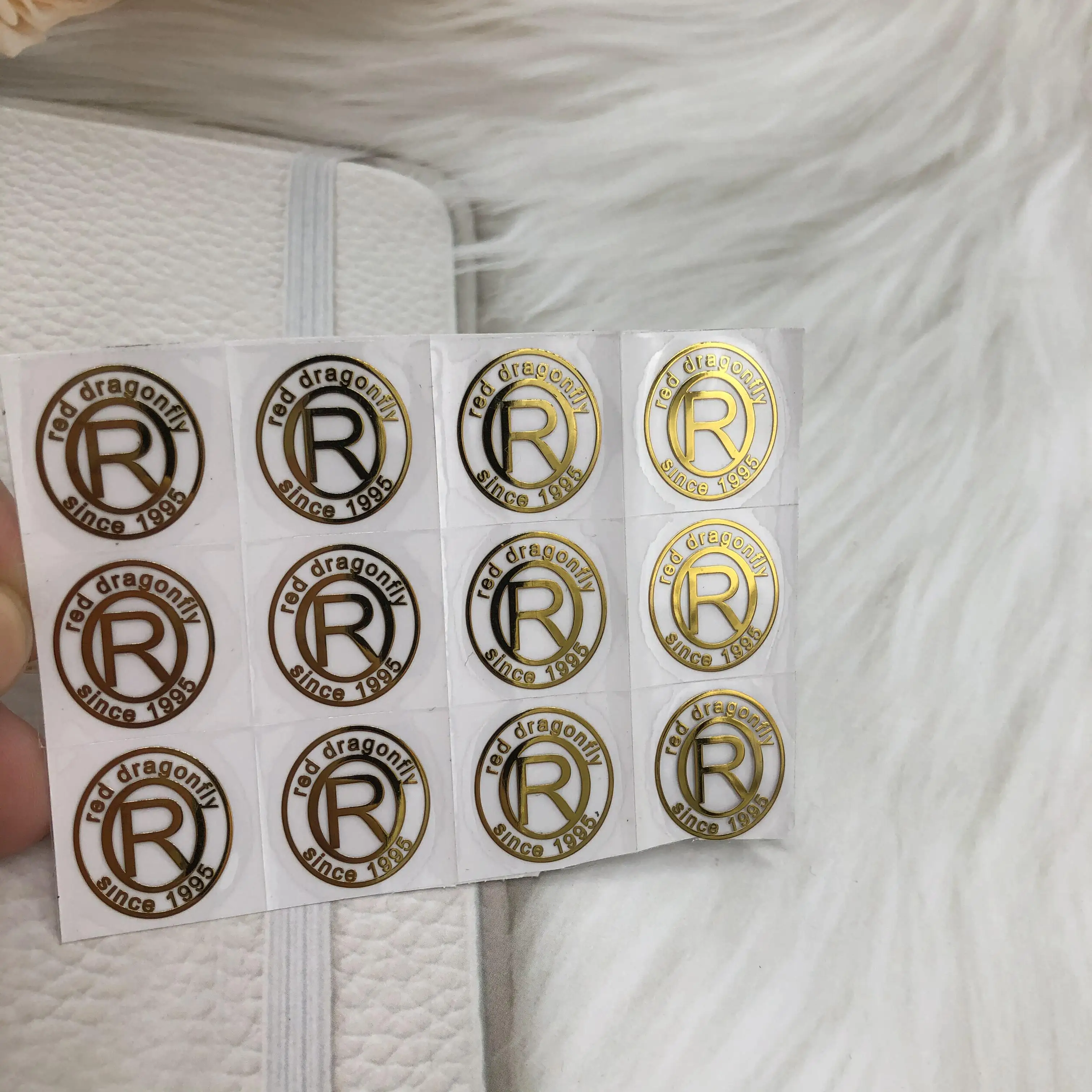 Transparent printing round nickel stickers waterproof adhesive 3d label transfer gold custom metal logo metallic sticker