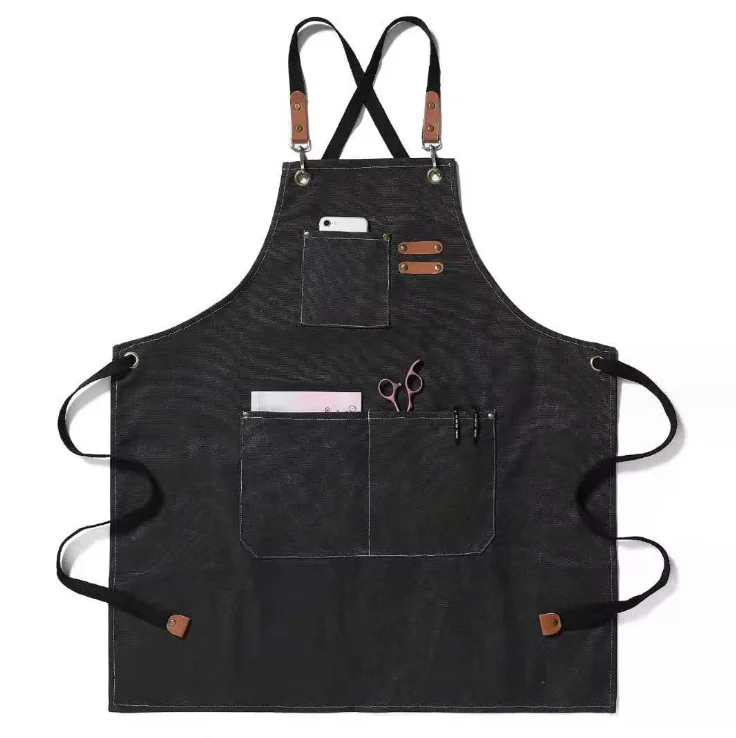 Custom Waterproof Oil-proof 100% Cotton Canvas Cooking Kitchen Aprons For Men