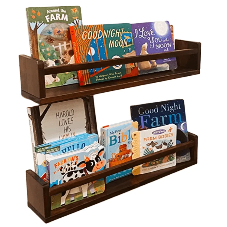 Wall Mounted Bookcase Floating Shelf Kids Bedroom Bookshelf Kitchen Spice Rack Wholesale Wooden Bookshelves For Children Room