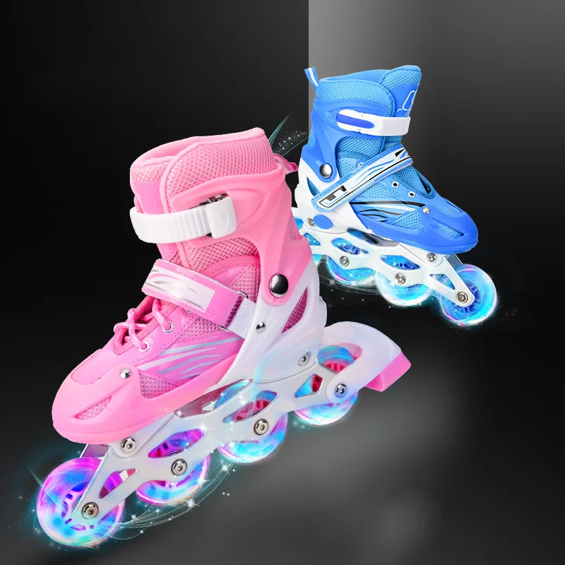 YIZHI Professional Adjustable Skate Shoes Roller Skates 4 Wheel Inline Speed Skates Shoes For Adults Kids