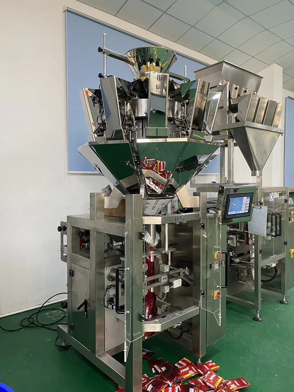 High speed multiheads weigher two in one snack nuts automatic packing machine