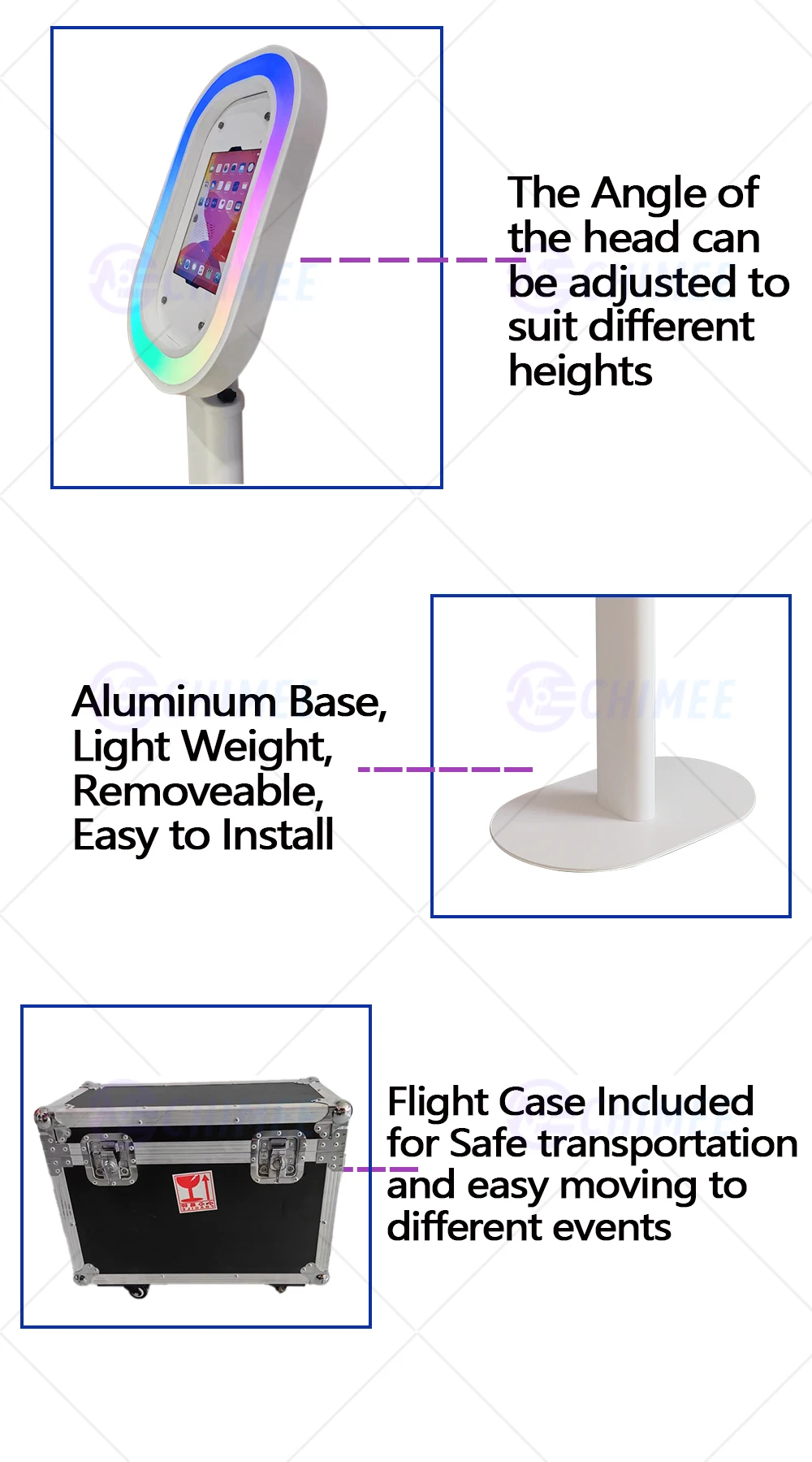 Элегантная фотобудка для маленьких свадеб: переносная оболочка iPad со светодиодной подсветкой 11/13 дюймов и поверхностный Pro - Personal Touch