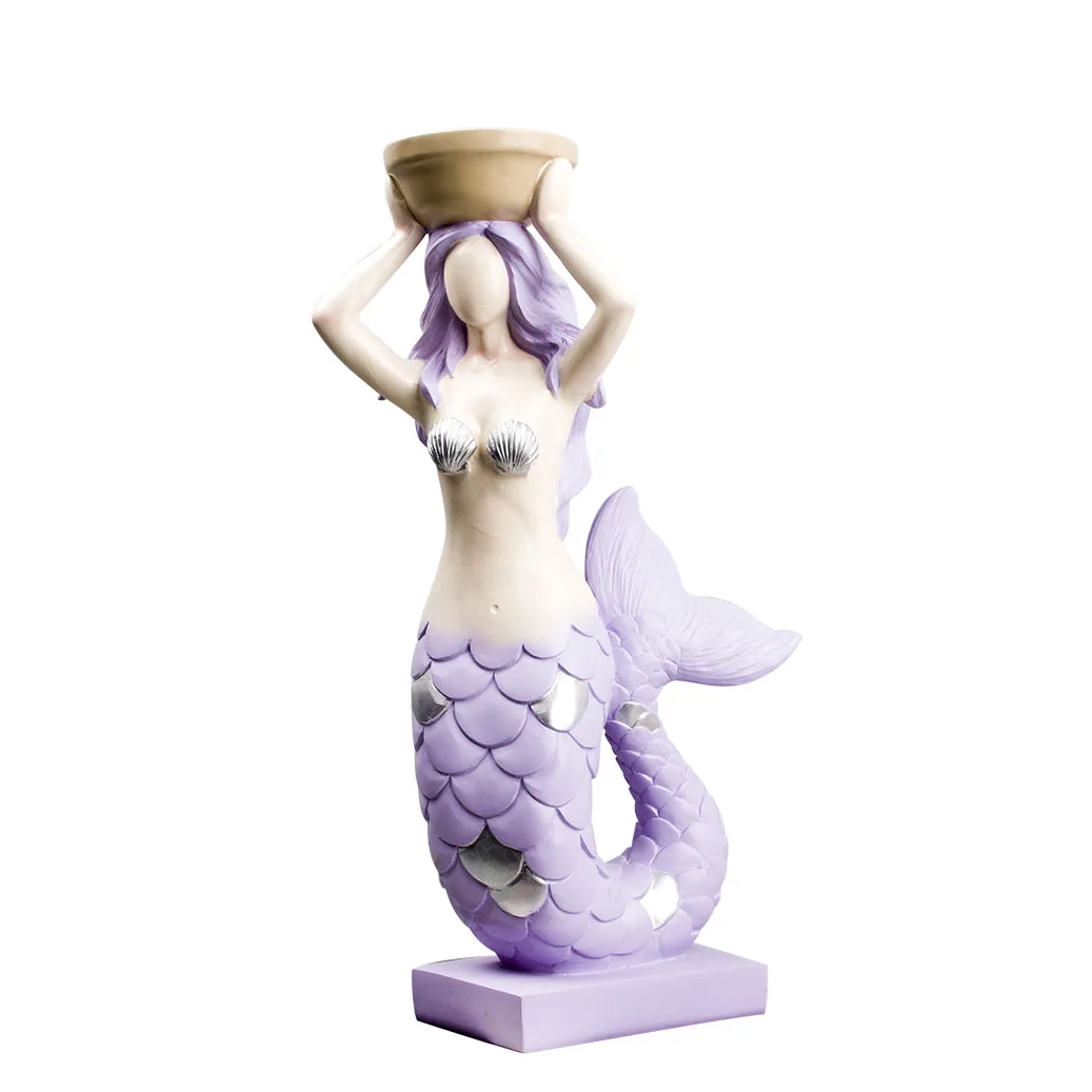 
Pretty 17Inch Standing With Tail Flipped Up Statue 17Inch Purple Mermaid Figruine 