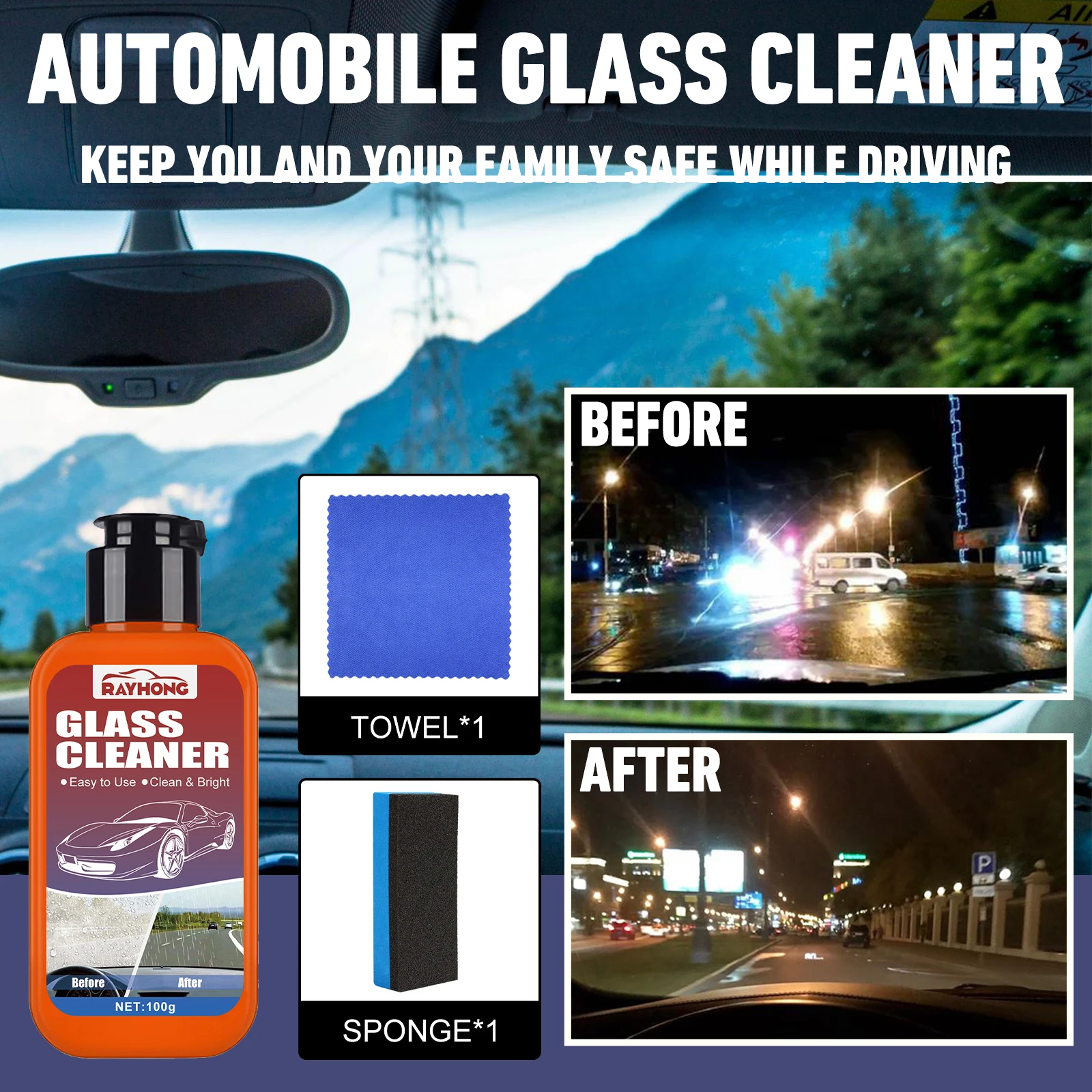 Rayhong Glass Cleaning Chemicals Quickly Liquid To Clean Glass	Windshield Cleaning Detergent Glass