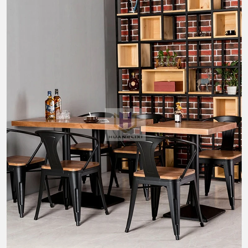 Classical Metal Dining Set Chaise Restaurant Furniture Dining room Table and Chair Sets Coffee Set_4