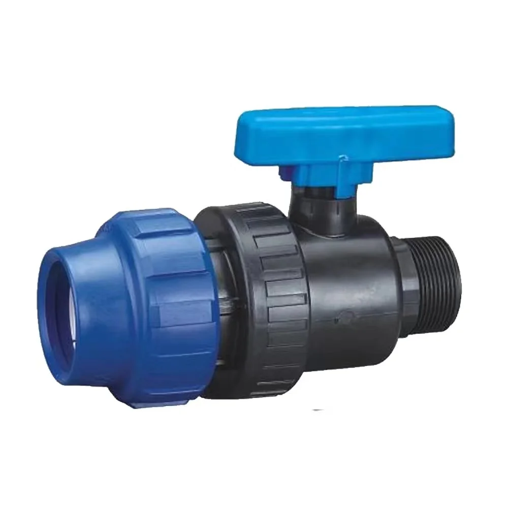 PP Male Union Ball Valve PP Plastic Fittings HDPE Pipe PP Drip Irrigation Valve Plumbing Materials