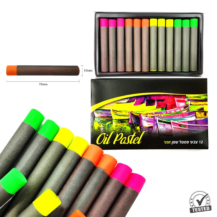Масляная пастель Se Art высшего класса 12 неоновых цветов Ini lukisan atas minyak Pastel 12 цветов неонового цвета