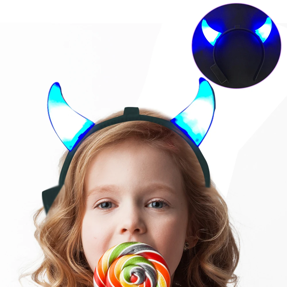 Light Up Mini Devil Horn Bopper Headband LED Headband Accessory for Halloween Rave Party