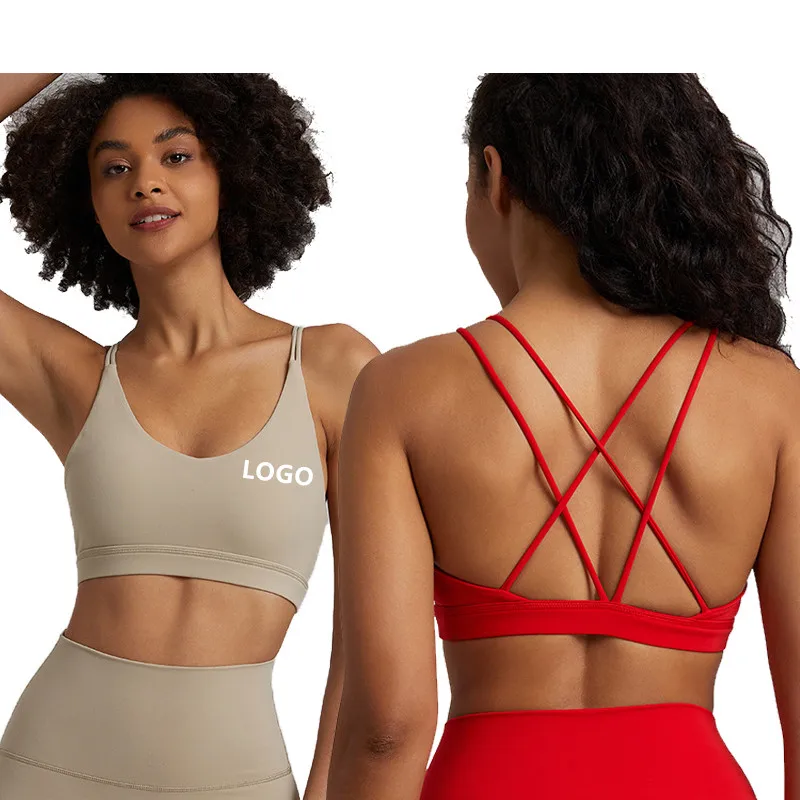 Yoke  Gym Sports Yoga  Crop Tank Top Plus Size Sports Bra Cross Back Sports Bra