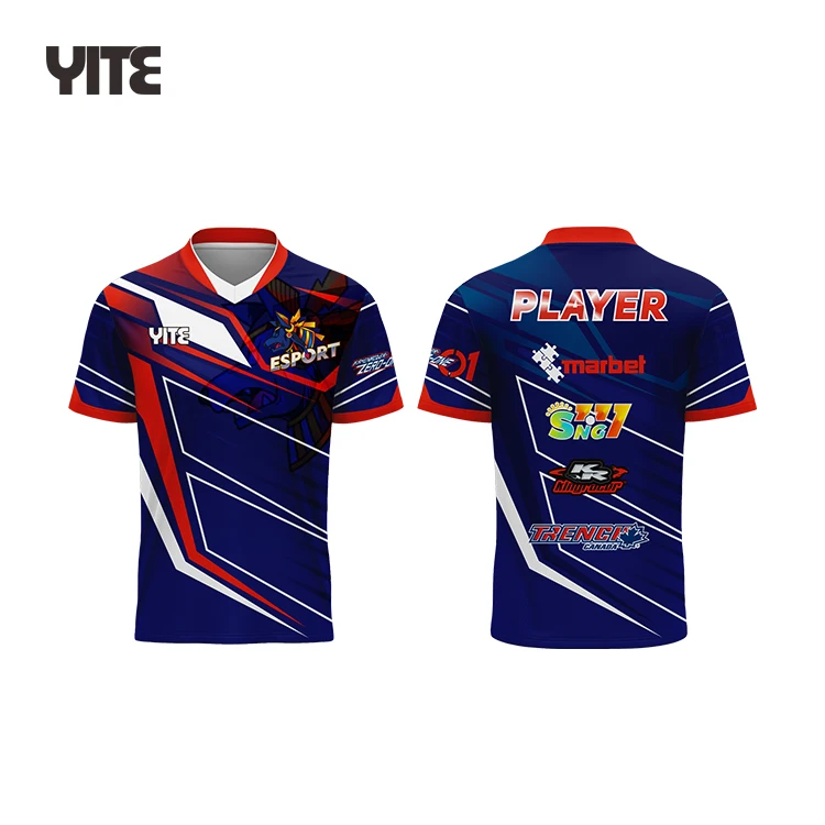 wholesale cheap esports jersey 100% polyester quick dry esports shirt blue custom esports gaming jersey