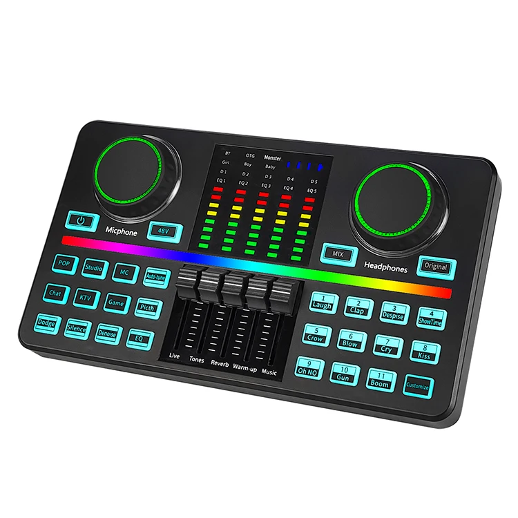 OEM Studio Recording Dual Live Broadcast Audio Interface D9 48V Supply USB Type C Sound Card and BM700 Microphone