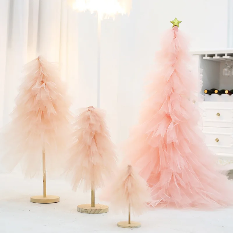 Wholesale Christmas Ins Blue Mini Mesh Christmas Tree Creative Girl Heart Pink DIY Desktop Decoration