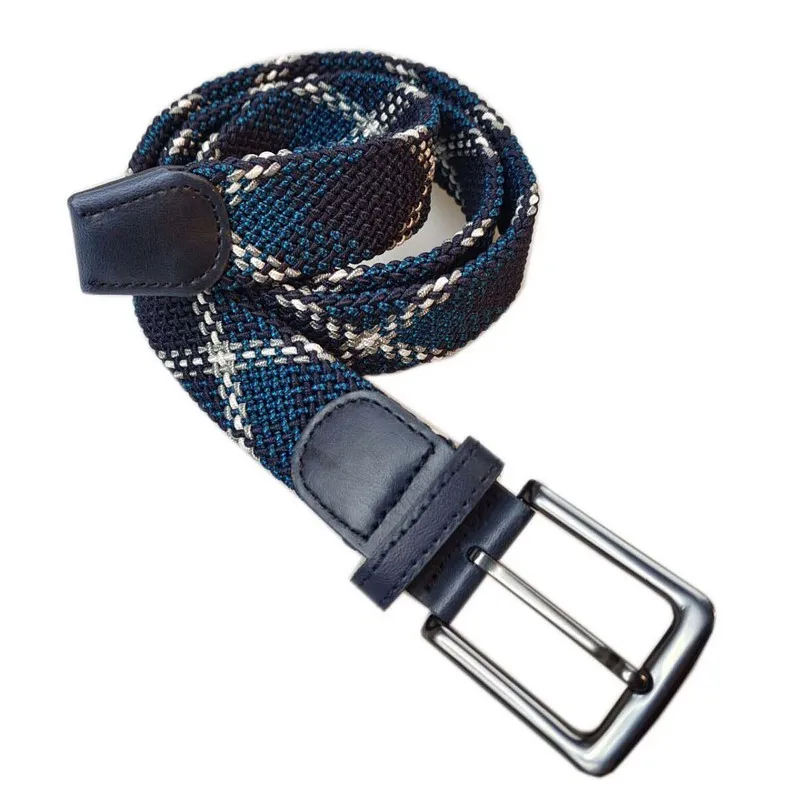 Belt Men Braided Elastane Double Layer Colorful Casual Alloy Buckle Wholesale Fashion Stretch Adjustable Belt