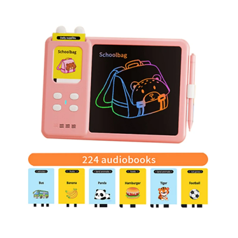 Popular baby 2 in 1 rabbit smart card learning machine early education lcd painting hand writing board tablet toys for kids