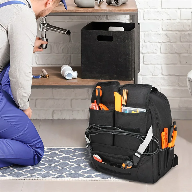 Extra-Large Tradesman  39 Pockets Pro Tool Carrier Storage Organization Tool Bag Backpack