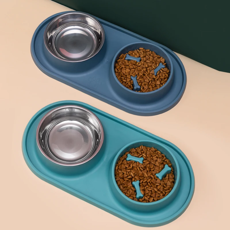 Sell like hot cakes  Cat Food Bowl Stainless Steel Pet Feeding Dish For Cats And Dogs Automatic Pet Water Bowl Slow Feeder (1600387655715)