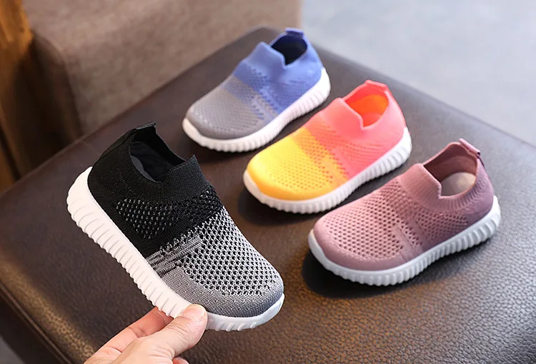 Conyson Kids Shoes Multicolor Knitted Toddler Baby Sneakers Casual Slip On Sneakers Children Shoes Kid Girls Boys Sports Shoes
