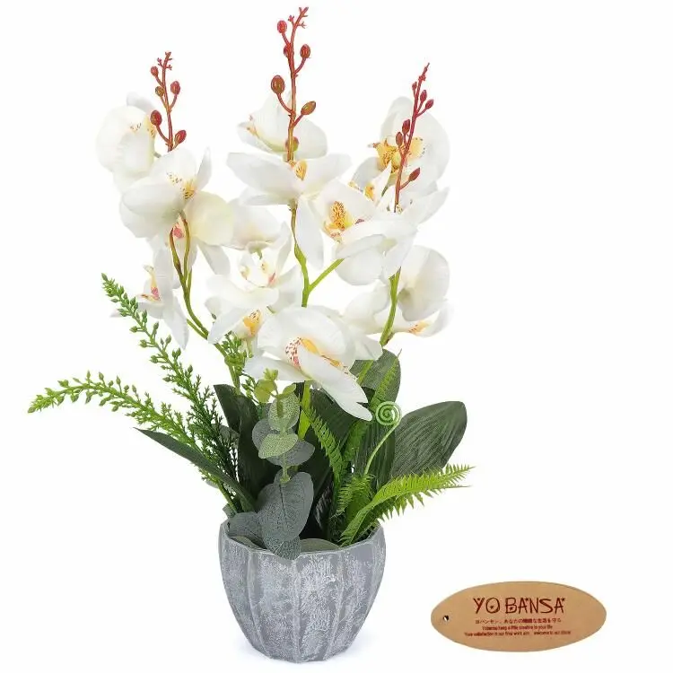 Factory directly sales High Quality Handmade Artificial flower Orchid Flower with pot Bonsai for Home Wedding Party Decor