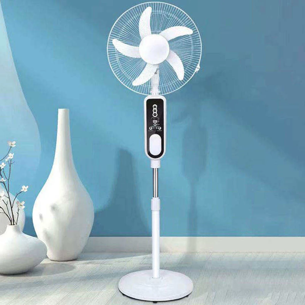 16 inch Rechargeable standing fan 12V AC DC Solar Energy with solar panel and led night light