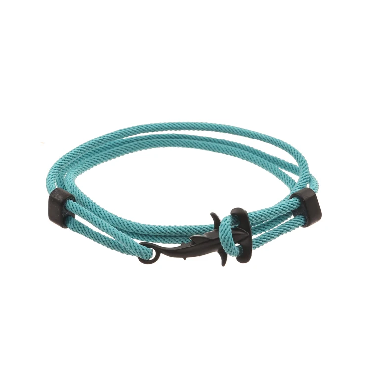 New Design Fashion Accessories Wholesaler Nautical Nylon Rope Black Shark Bracelet