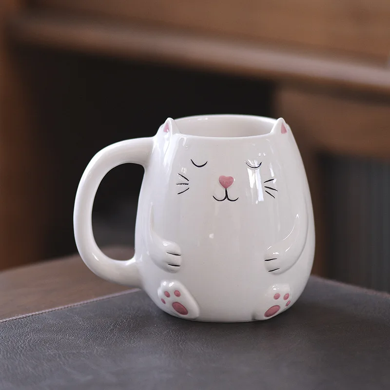Custom Wholesale Orders Cute Mug Distinctive Cat Animal Shape Ceramic Coffee Cup 3D for Kids Gift
